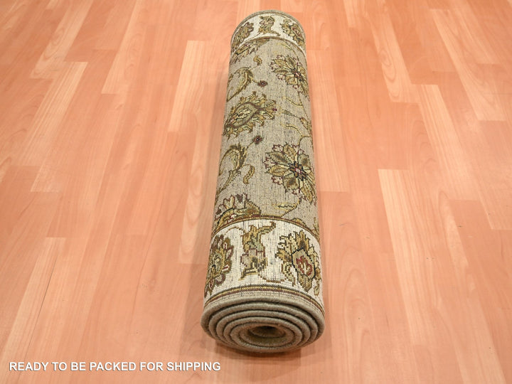 2'7" x 8'1" New Hand Knotted Brown Wool & Silk Runner Oriental Rug - MOA10275613
