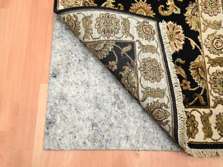 2'6" x 8'0" New Hand Knotted Black Wool & Silk Runner Oriental Rug - MOA10275614