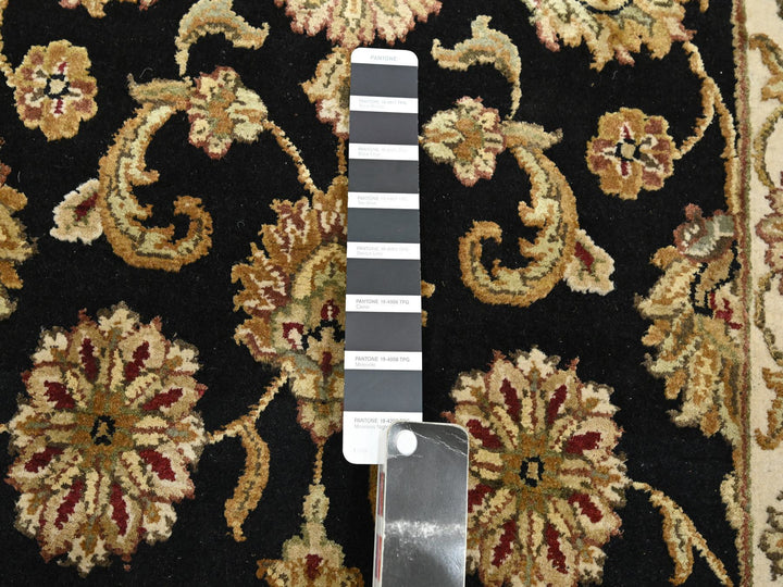 2'6" x 8'0" New Hand Knotted Black Wool & Silk Runner Oriental Rug - MOA10275614