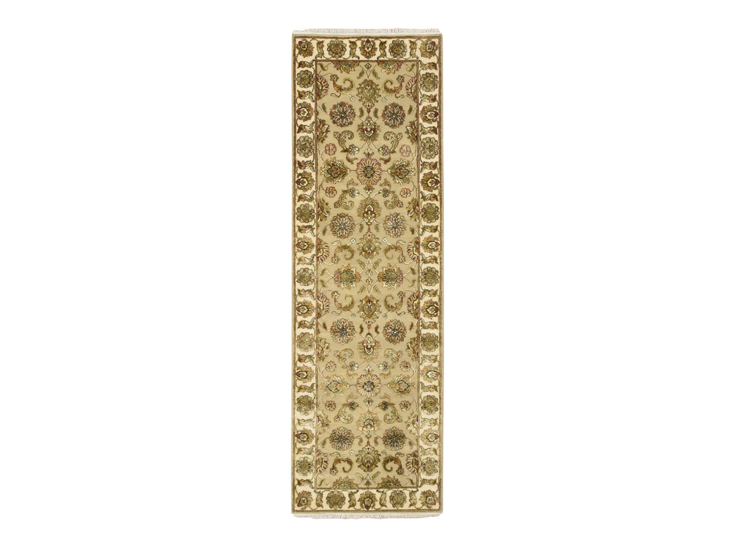 2'6" x 7'11" New Hand Knotted Brown Wool & Silk Runner Oriental Rug - MOA10275615