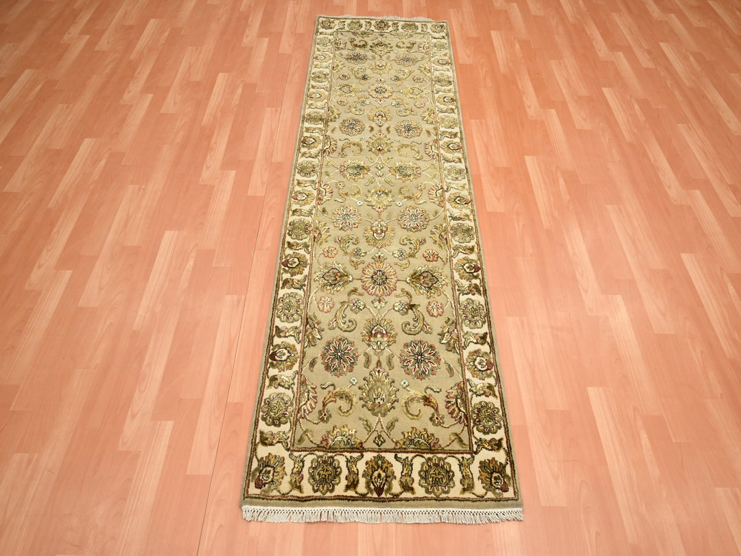 2'6" x 7'11" New Hand Knotted Brown Wool & Silk Runner Oriental Rug - MOA10275615