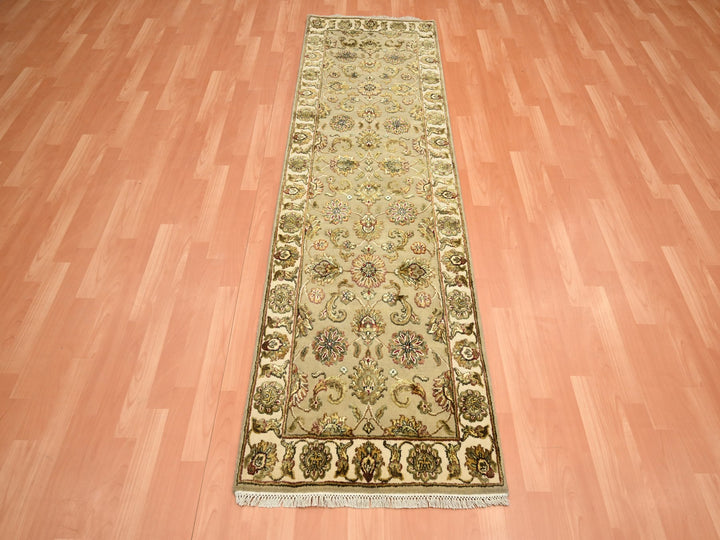 2'6" x 7'11" New Hand Knotted Brown Wool & Silk Runner Oriental Rug - MOA10275615