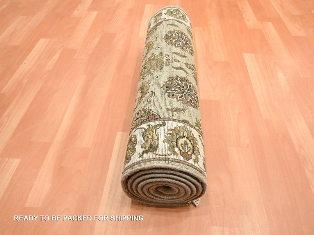 2'6" x 7'11" New Hand Knotted Brown Wool & Silk Runner Oriental Rug - MOA10275615