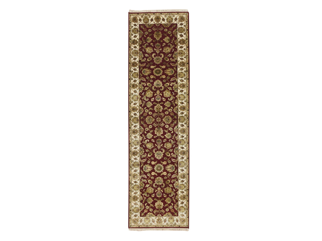 2'6" x 9'5" New Hand Knotted Red Wool & Silk Runner Oriental Rug - MOA10275616