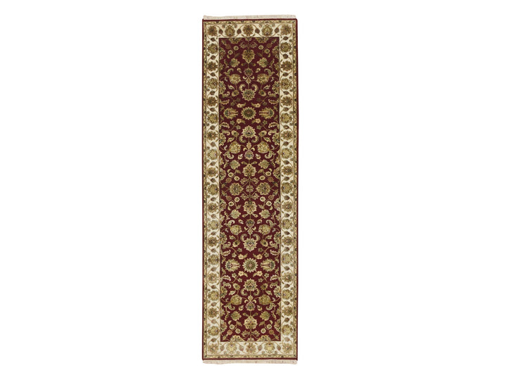 2'6" x 9'5" New Hand Knotted Red Wool & Silk Runner Oriental Rug - MOA10275616