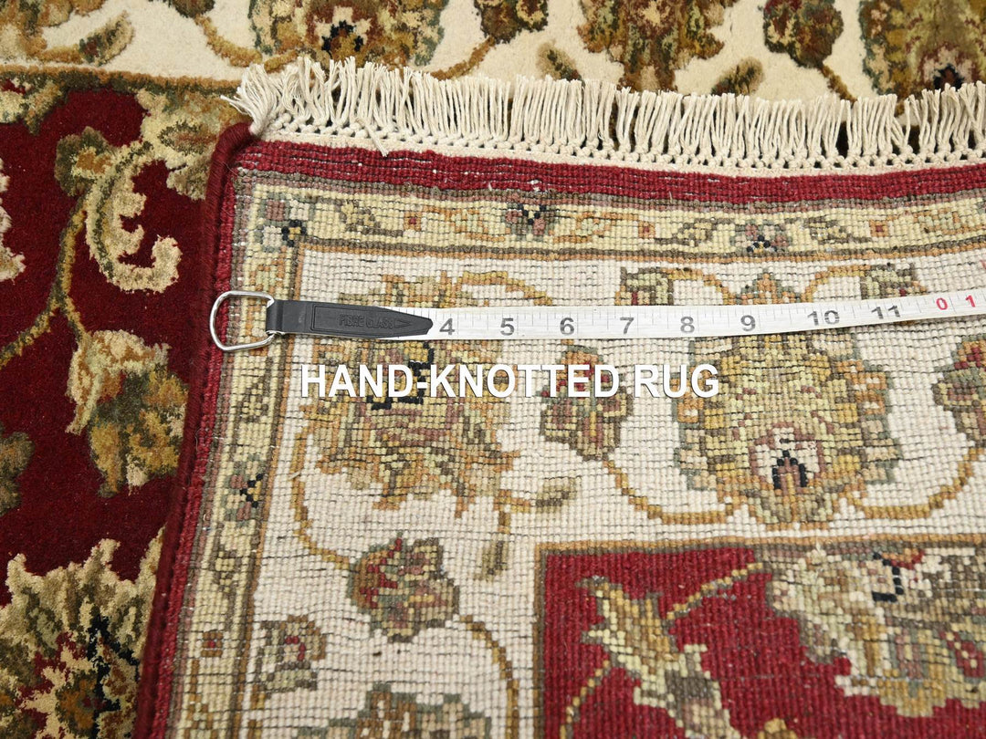 2'6" x 9'5" New Hand Knotted Red Wool & Silk Runner Oriental Rug - MOA10275616