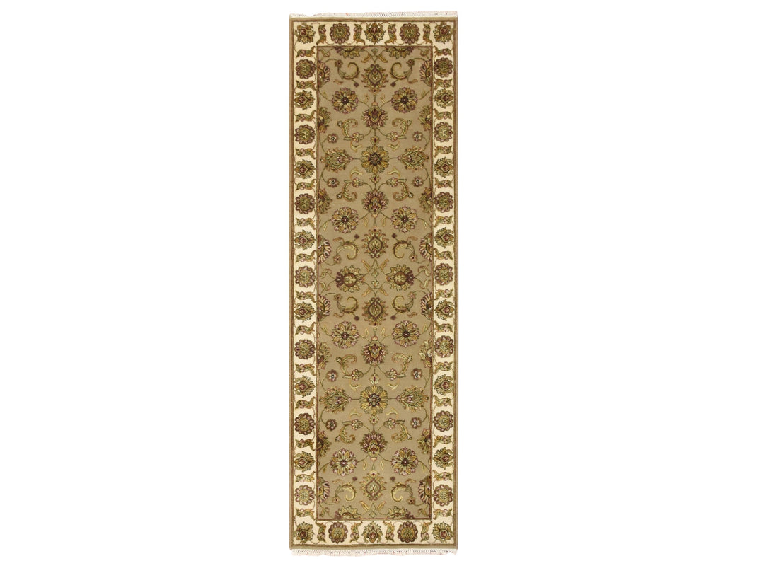 2'6" x 8'3" New Hand Knotted Brown Wool & Silk Runner Oriental Rug - MOA10275617