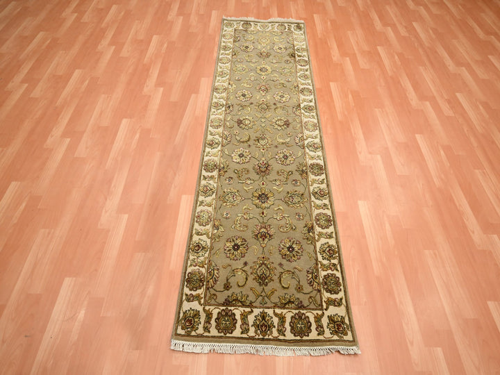 2'6" x 8'3" New Hand Knotted Brown Wool & Silk Runner Oriental Rug - MOA10275617