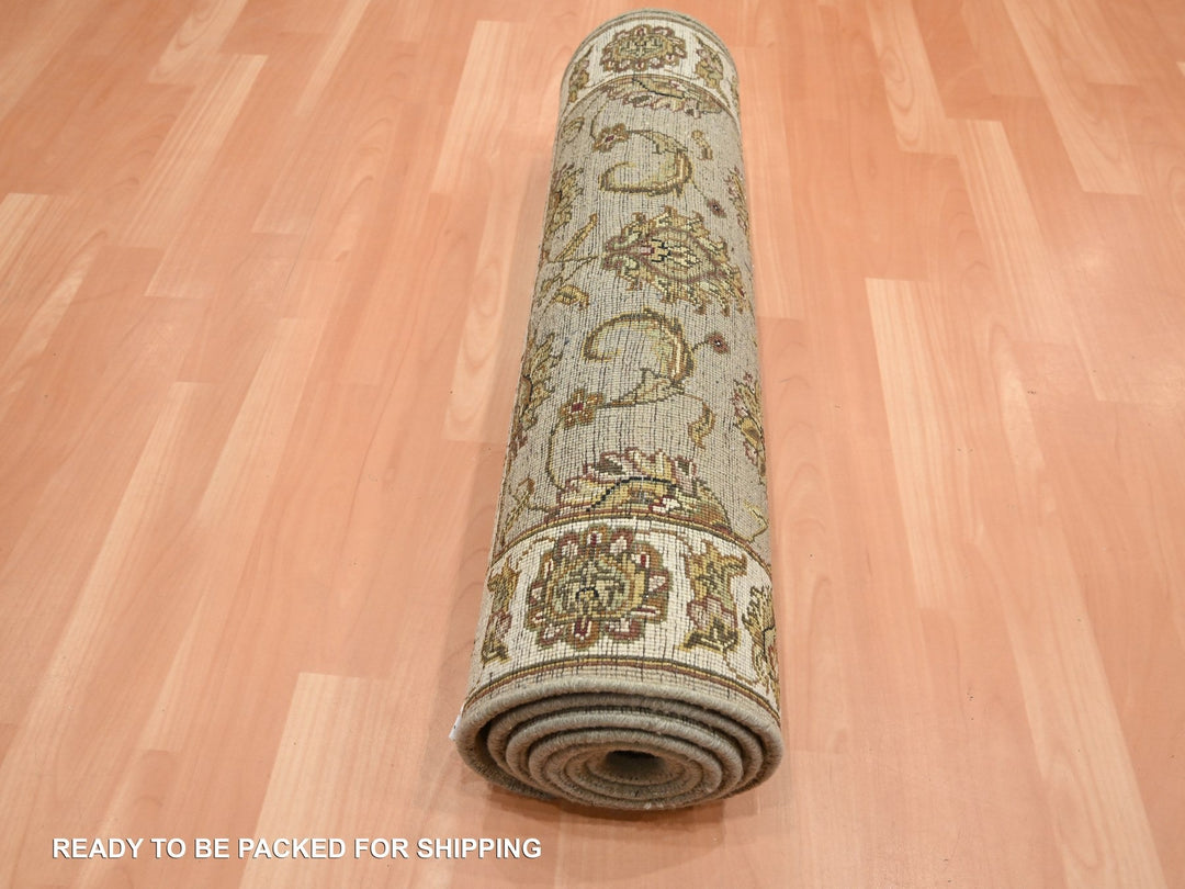 2'6" x 8'3" New Hand Knotted Brown Wool & Silk Runner Oriental Rug - MOA10275617