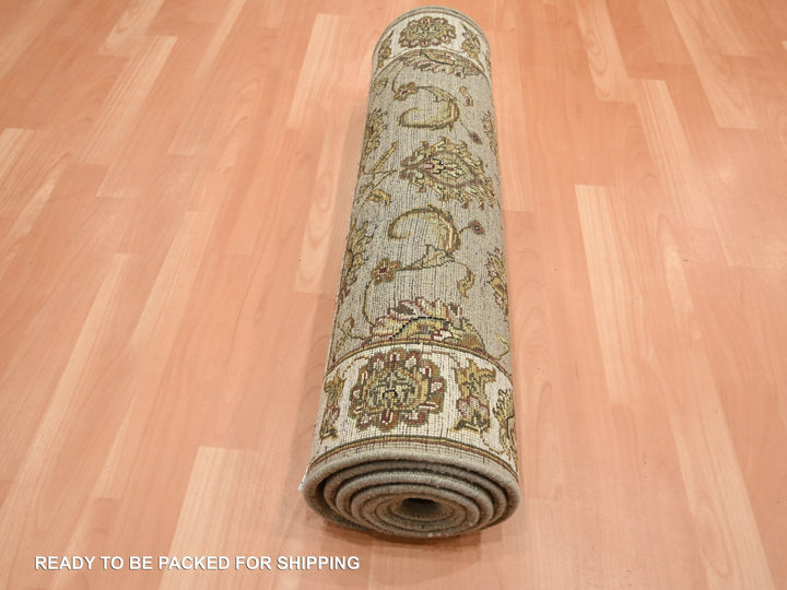 2'6" x 8'3" New Hand Knotted Brown Wool & Silk Runner Oriental Rug - MOA10275617