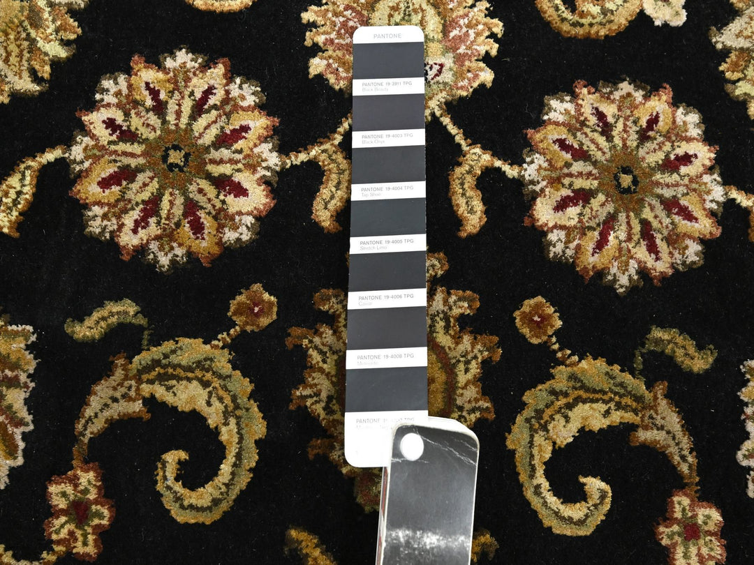 2'6" x 8'0" New Hand Knotted Black Wool & Silk Runner Oriental Rug - MOA10275619