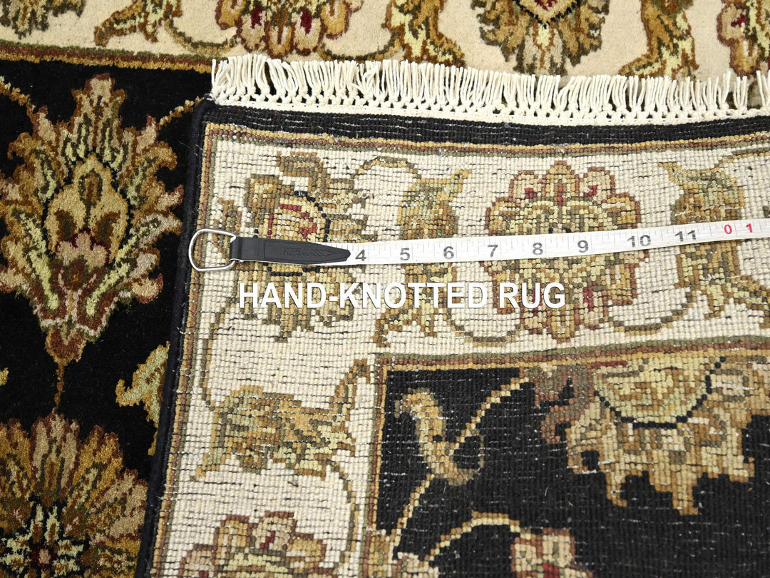2'6" x 8'0" New Hand Knotted Black Wool & Silk Runner Oriental Rug - MOA10275619