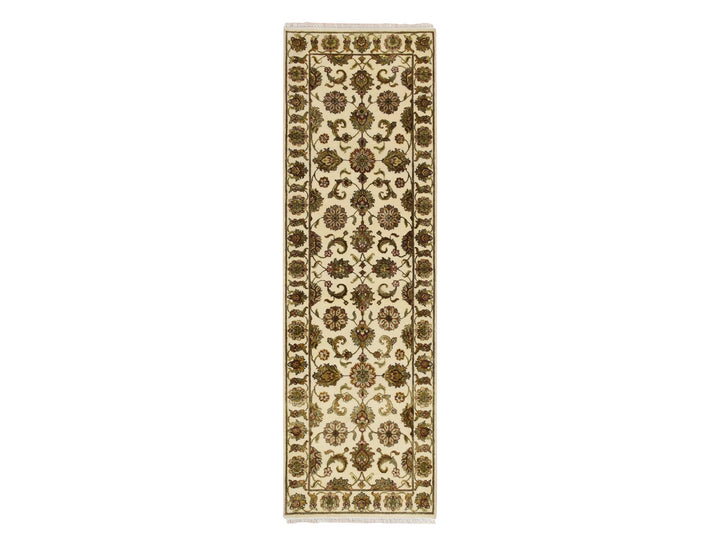 2'7" x 8'3" New Hand Knotted Ivory Wool & Silk Runner Oriental Rug - MOA10275620