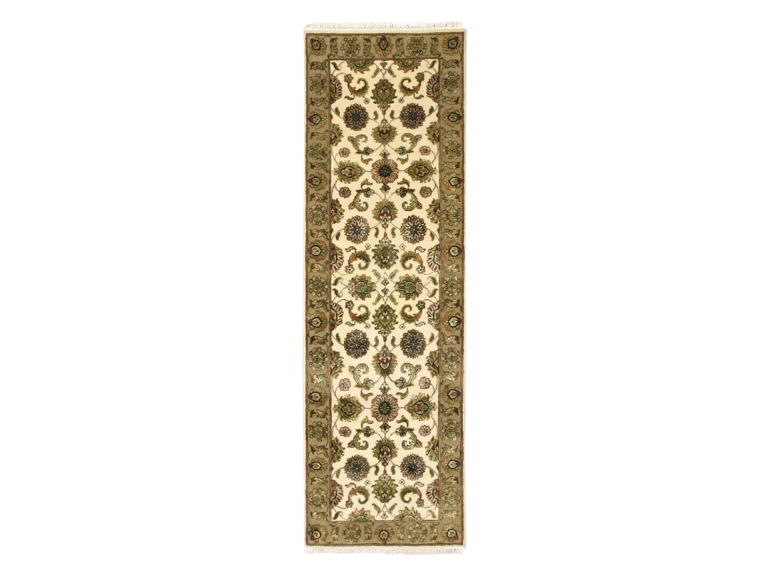 2'6" x 8'0" New Hand Knotted Ivory Wool & Silk Runner Oriental Rug - MOA10275621