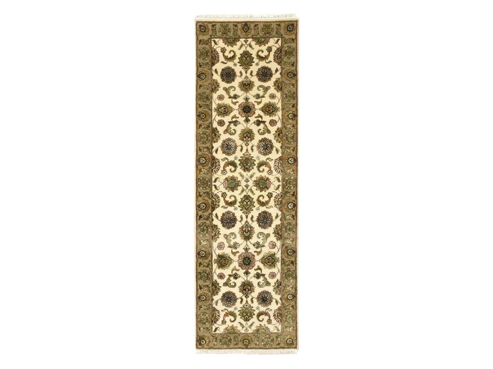 2'6" x 8'0" New Hand Knotted Ivory Wool & Silk Runner Oriental Rug - MOA10275621