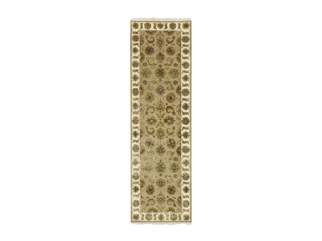 2'6" x 8'3" New Hand Knotted Brown Wool & Silk Runner Oriental Rug - MOA10275622