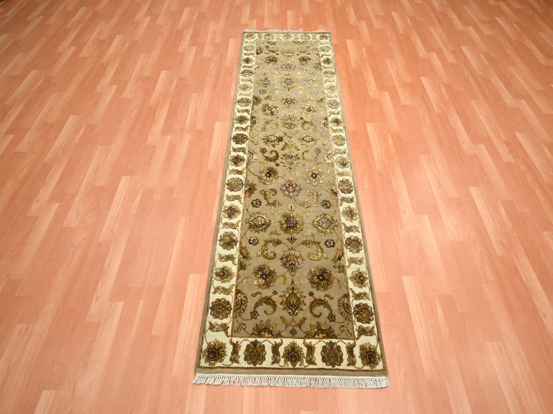 2'6" x 8'3" New Hand Knotted Brown Wool & Silk Runner Oriental Rug - MOA10275622