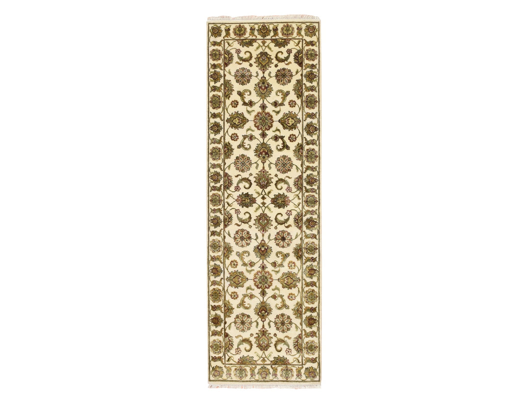 2'7" x 8'3" New Hand Knotted Ivory Wool & Silk Runner Oriental Rug - MOA10275623