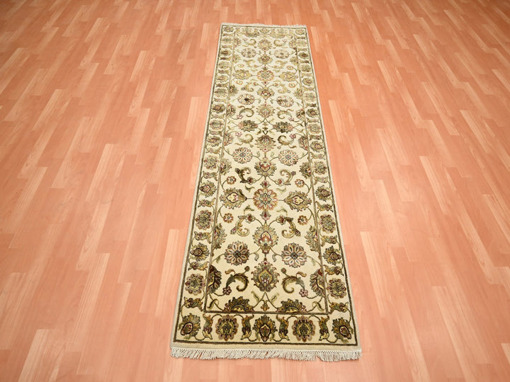 2'7" x 8'3" New Hand Knotted Ivory Wool & Silk Runner Oriental Rug - MOA10275623