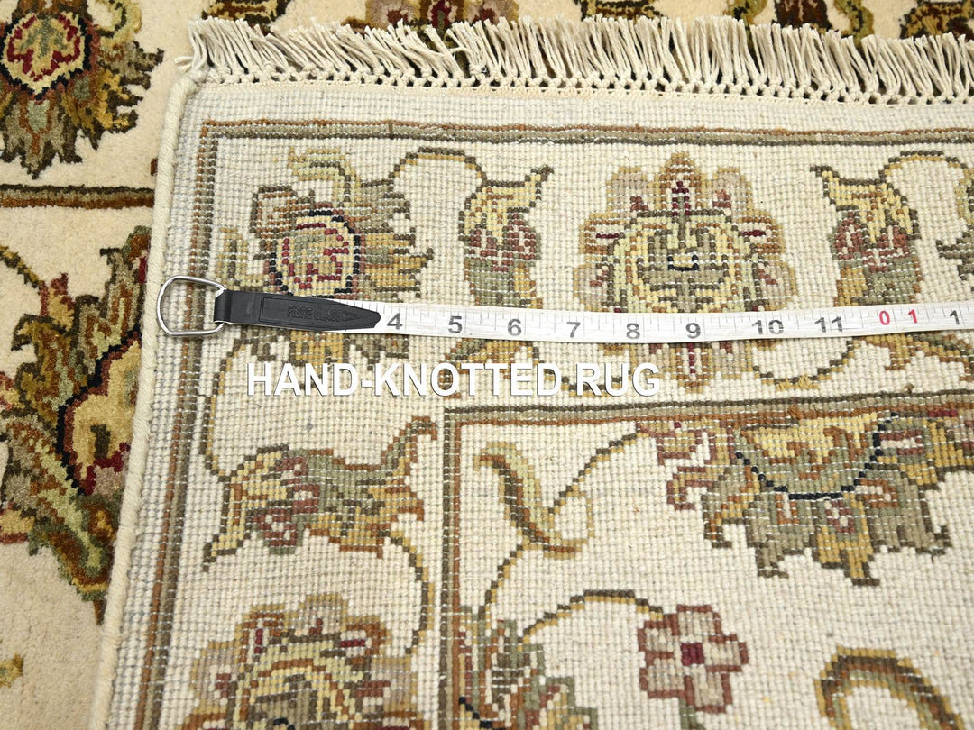 2'7" x 8'3" New Hand Knotted Ivory Wool & Silk Runner Oriental Rug - MOA10275623