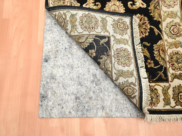 2'6" x 8'0" New Hand Knotted Black Wool & Silk Runner Oriental Rug - MOA10275624