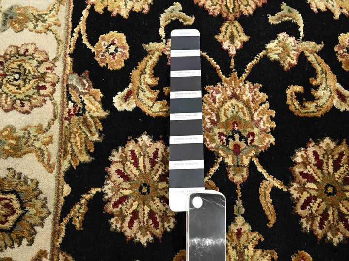 2'6" x 8'0" New Hand Knotted Black Wool & Silk Runner Oriental Rug - MOA10275624