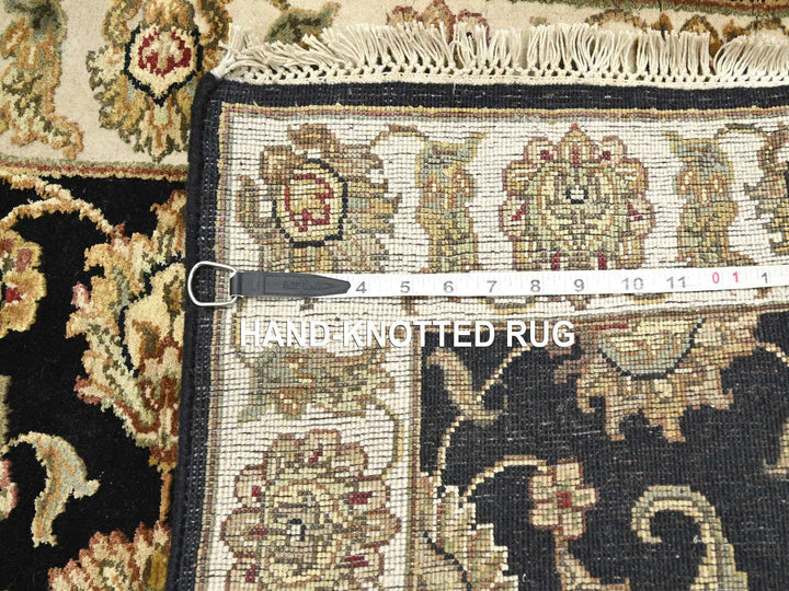 2'6" x 8'0" New Hand Knotted Black Wool & Silk Runner Oriental Rug - MOA10275624