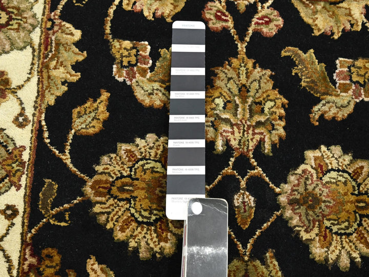 2'7" x 6'2" New Hand Knotted Black Wool & Silk Runner Oriental Rug - MOA10275625