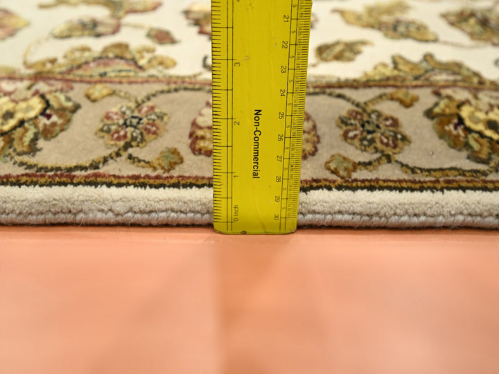 2'6" x 6'2" New Hand Knotted Ivory Wool & Silk Runner Oriental Rug - MOA10275626