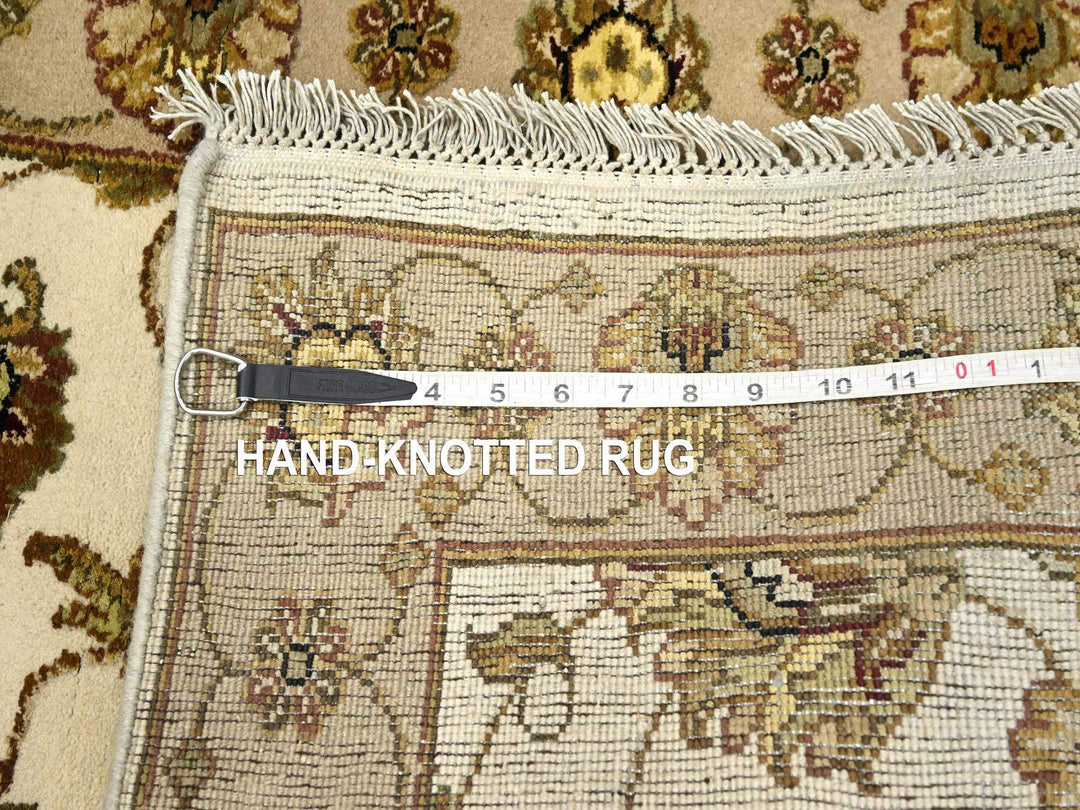 2'6" x 6'2" New Hand Knotted Ivory Wool & Silk Runner Oriental Rug - MOA10275626
