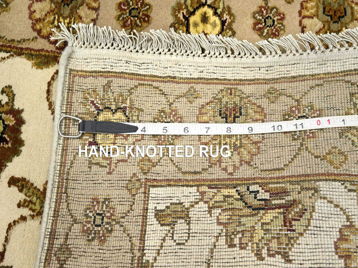 2'6" x 6'2" New Hand Knotted Ivory Wool & Silk Runner Oriental Rug - MOA10275626