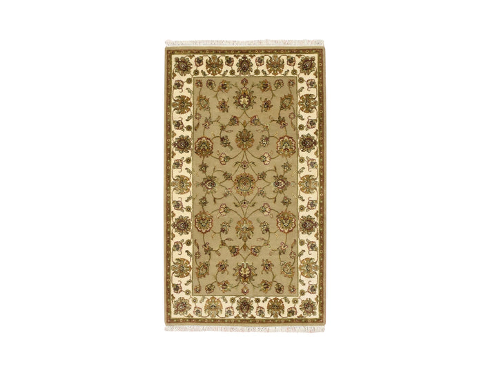 3'0" x 5'3" New Hand Knotted Brown Wool & Silk Rectangle Oriental Rug - MOA10275627