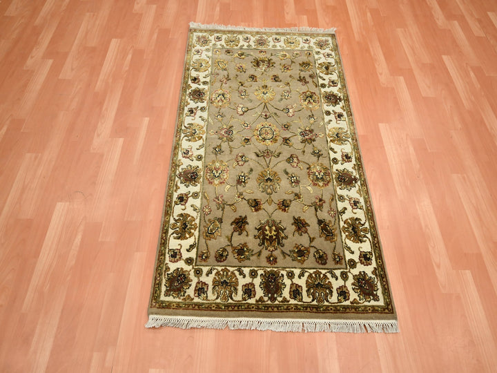 2'11" x 5'0" New Hand Knotted Brown Wool & Silk Rectangle Oriental Rug - MOA10275628