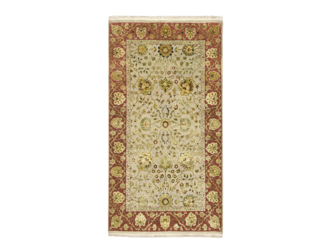 2'11" x 5'6" New Hand Knotted Brown Wool & Silk Rectangle Oriental Rug - MOA10275629