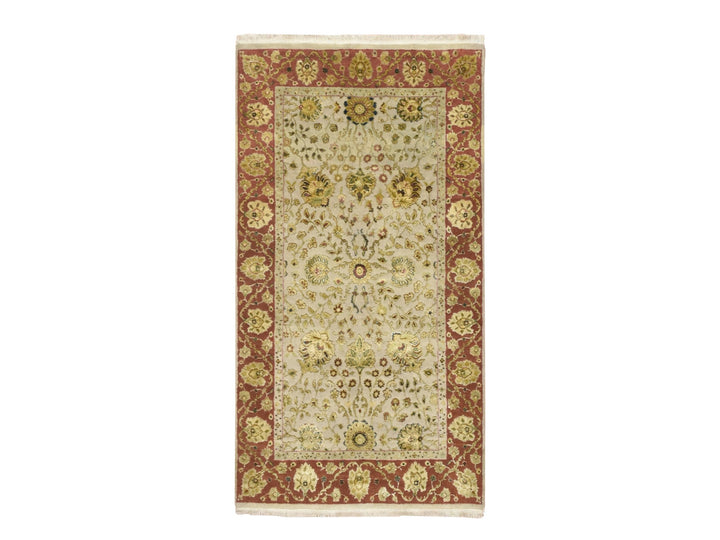 2'11" x 5'6" New Hand Knotted Brown Wool & Silk Rectangle Oriental Rug - MOA10275629