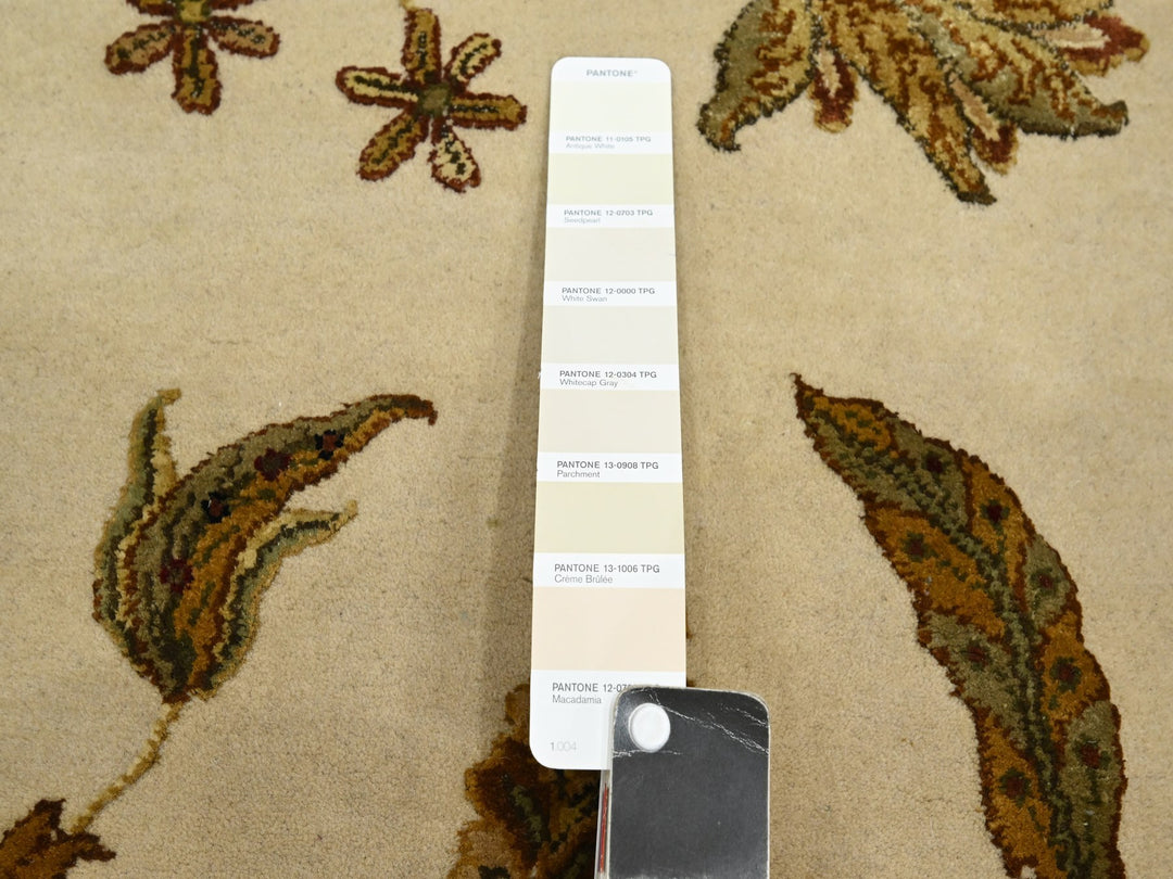 4'0" x 5'11" New Hand Knotted Ivory Wool & Silk Rectangle Oriental Rug - MOA10275631