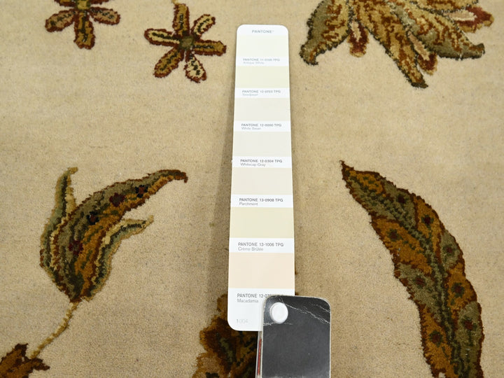 4'0" x 5'11" New Hand Knotted Ivory Wool & Silk Rectangle Oriental Rug - MOA10275631