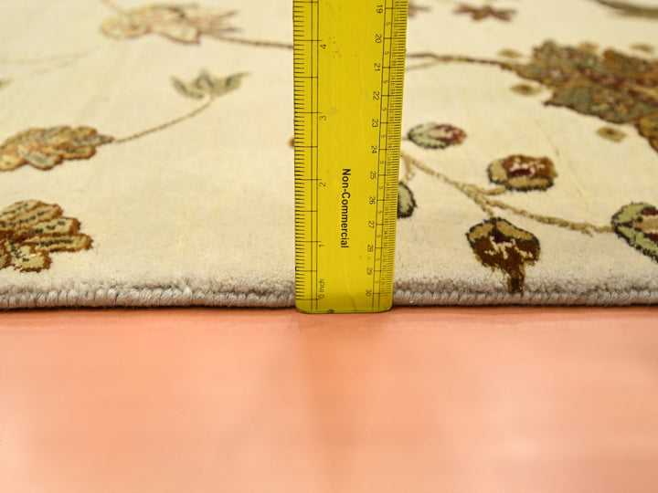 4'0" x 5'11" New Hand Knotted Ivory Wool & Silk Rectangle Oriental Rug - MOA10275631