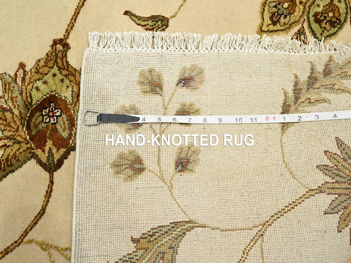 4'0" x 5'11" New Hand Knotted Ivory Wool & Silk Rectangle Oriental Rug - MOA10275631