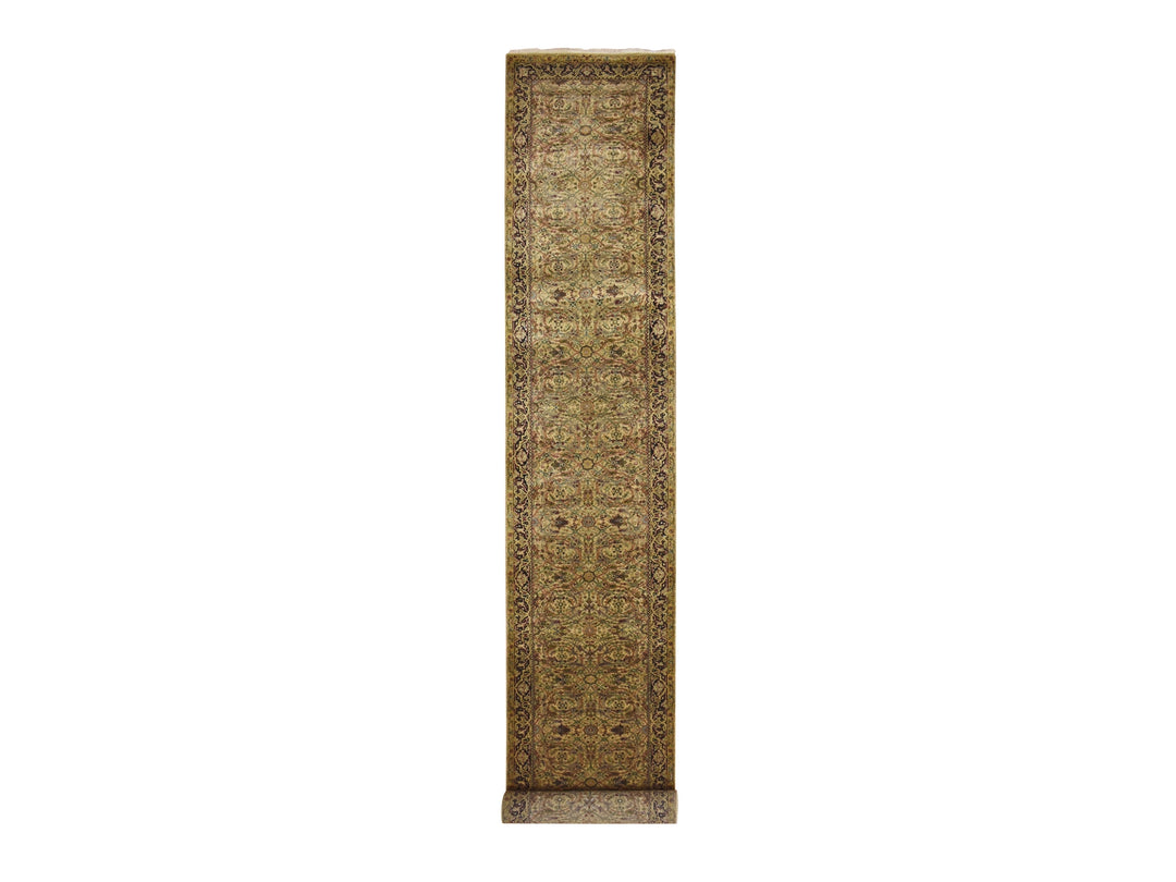 3'2" x 19'4" New Hand Knotted Yellow Wool Runner Oriental Rug - MOA10275632