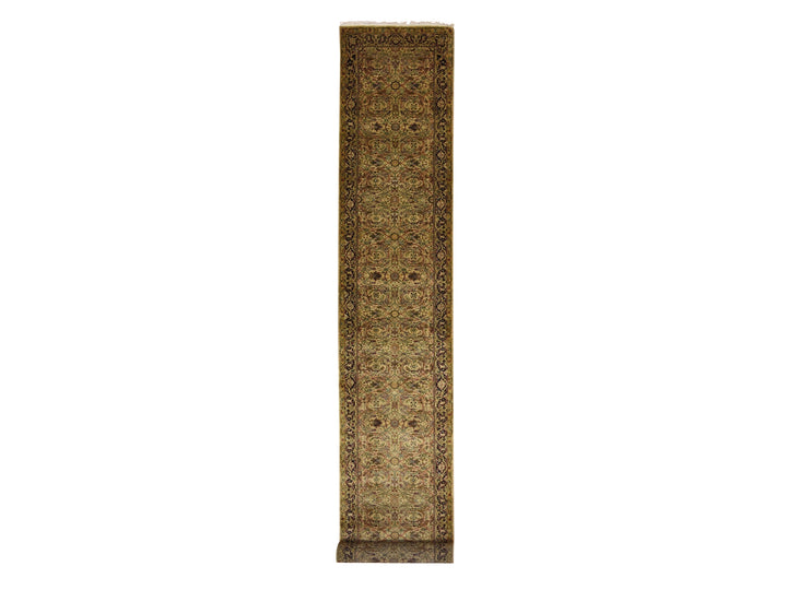 3'0" x 19'5" New Hand Knotted Yellow Wool Runner Oriental Rug - MOA10275633
