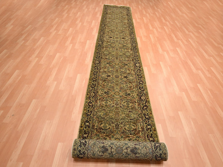 3'0" x 19'5" New Hand Knotted Yellow Wool Runner Oriental Rug - MOA10275633