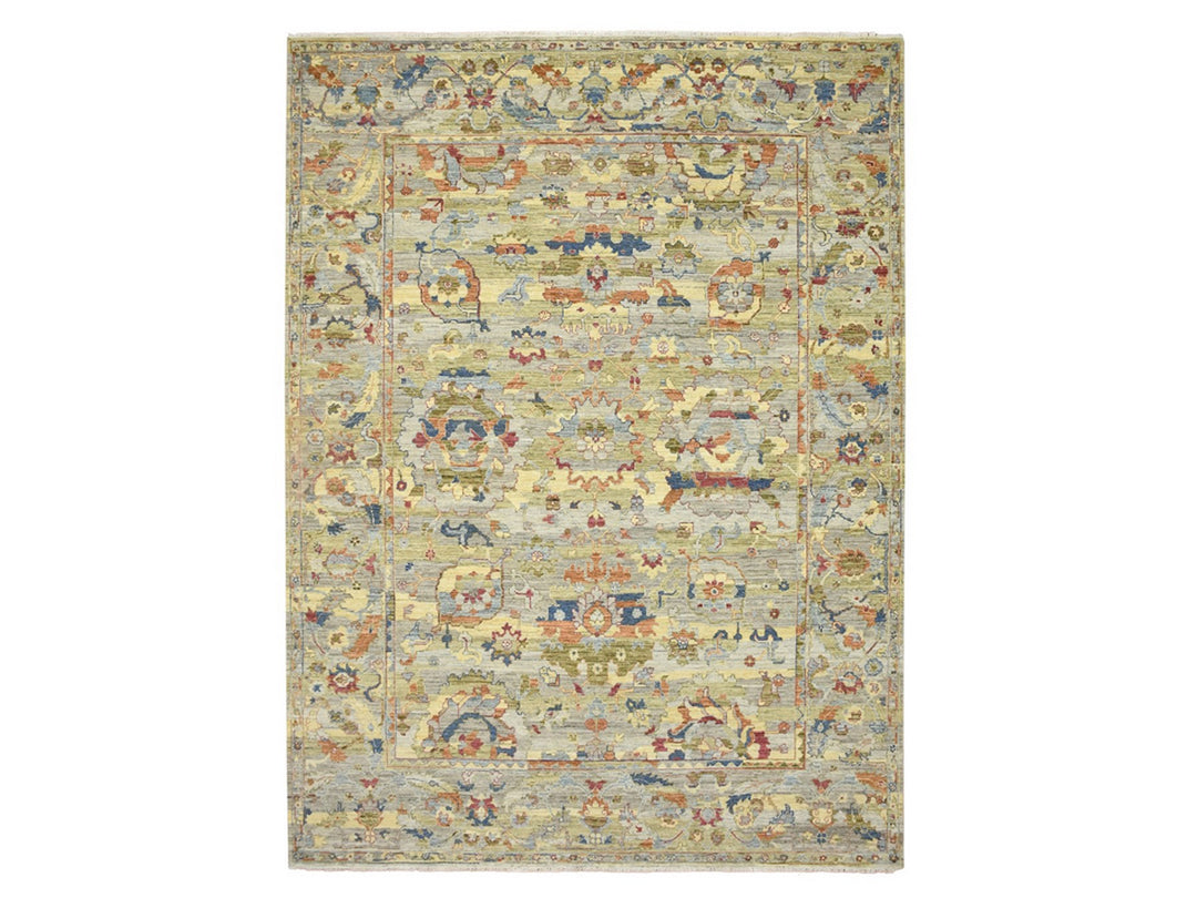 9'0" x 12'2" New Hand Knotted Yellow Wool Rectangle Oriental Rug - MOA10275634