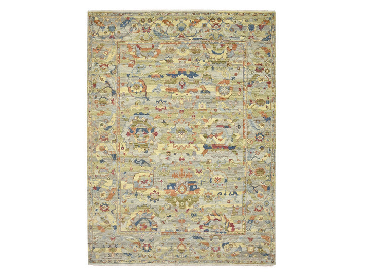 9'0" x 12'2" New Hand Knotted Yellow Wool Rectangle Oriental Rug - MOA10275634