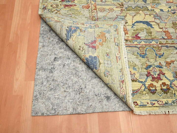9'0" x 12'2" New Hand Knotted Yellow Wool Rectangle Oriental Rug - MOA10275634