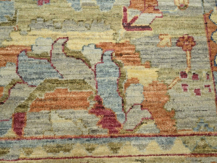9'0" x 12'2" New Hand Knotted Yellow Wool Rectangle Oriental Rug - MOA10275634