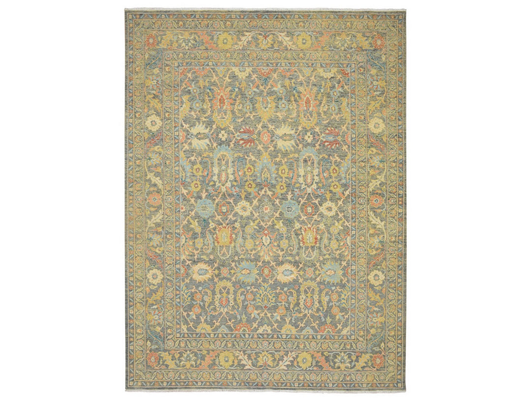 8'11" x 12'1" New Hand Knotted Grey Wool Rectangle Oriental Rug - MOA10275636