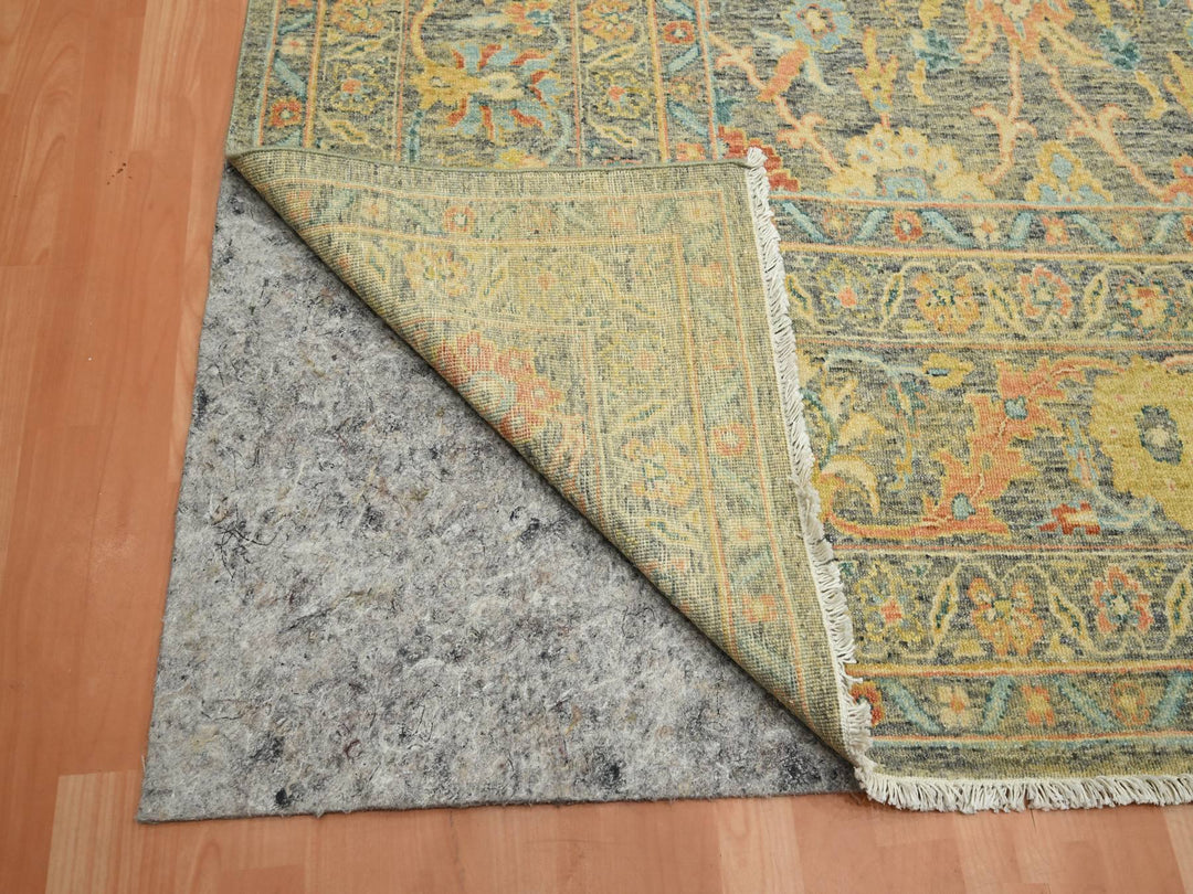 8'11" x 12'1" New Hand Knotted Grey Wool Rectangle Oriental Rug - MOA10275636