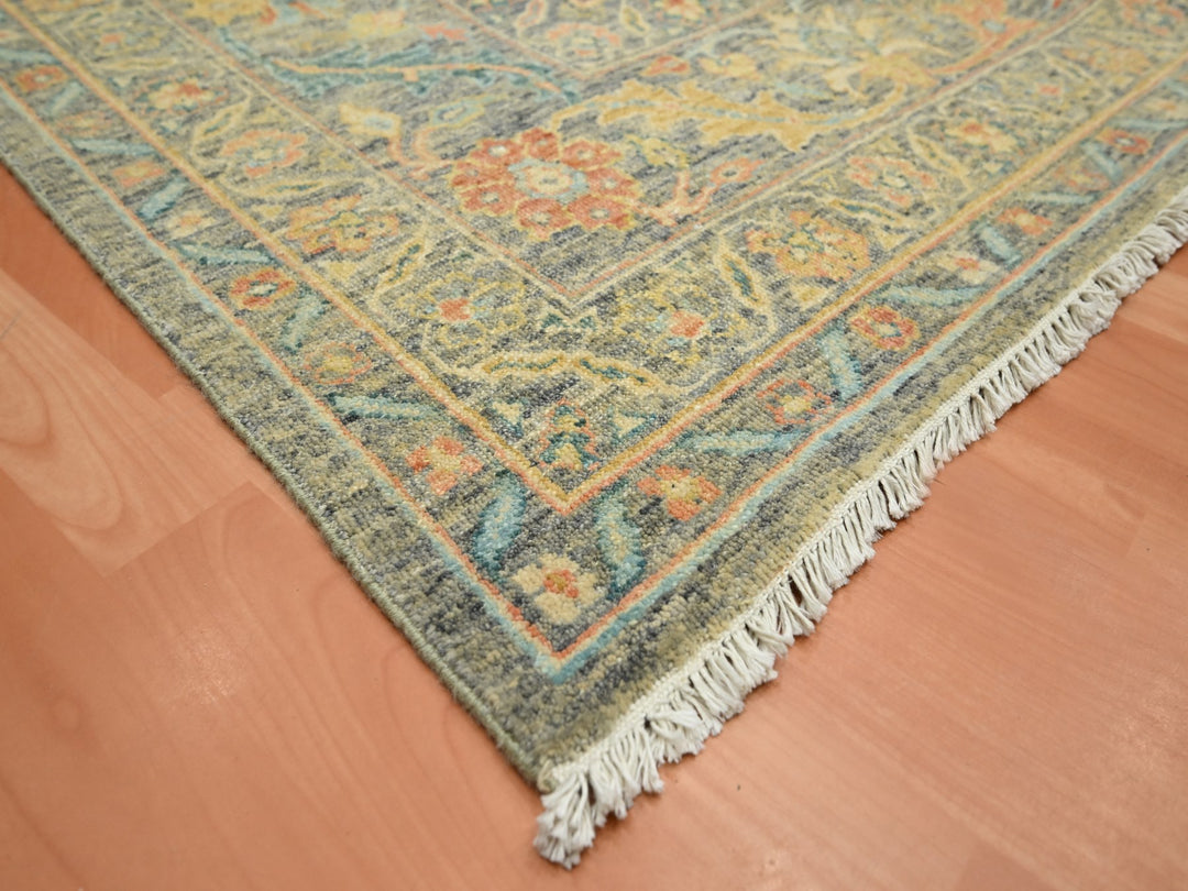 8'11" x 12'1" New Hand Knotted Grey Wool Rectangle Oriental Rug - MOA10275636