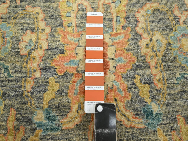 8'11" x 12'1" New Hand Knotted Grey Wool Rectangle Oriental Rug - MOA10275636